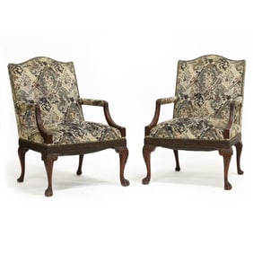 Pair of Chinese Chippendale Style Library Chairs