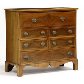 English Chippendale Inlaid Mahogany Butler's Chest of Drawers