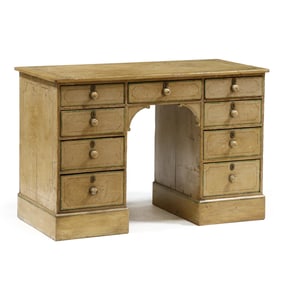 Antique Continental Paint Decorated Kneehole Desk