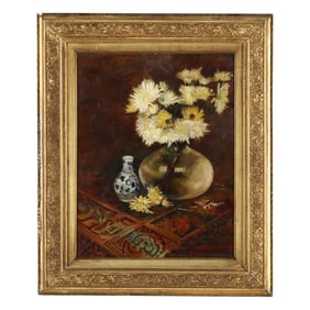 English School (Early 20th Century), Still Life with Chrysanthemums