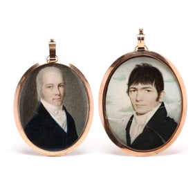 British School (early 19th century), Two Portrait Miniatures of Regency Gentlemen