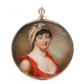 British School (early 19th century), Portrait Miniature of a Regency Dame