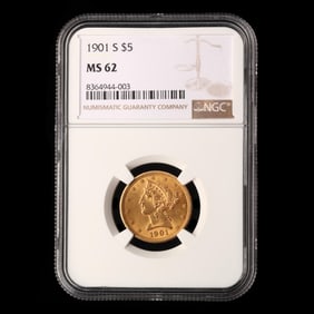 1901-S $5 Gold Half Eagle, MS 62