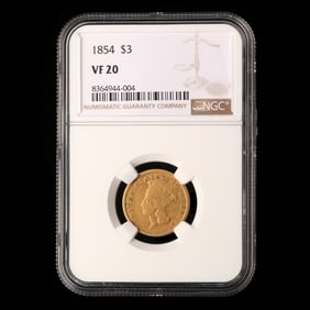 1854 $3 Gold Indian Princess, NGC VF 20