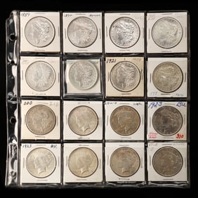 Nine (9) Morgan Dollars and Seven (7) Peace Dollars