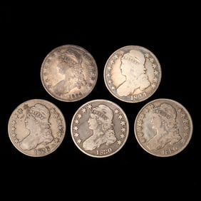 Five (5) Capped Bust Half Dollars