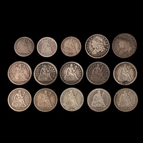 Twelve (12) Early Dimes and Three (3) Half Dimes