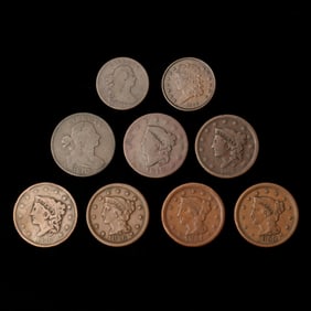 Two (2) Half Cents and Seven (7) Large Cents