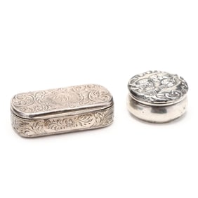 Two Antique English Silver Snuff Boxes