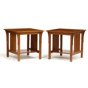 Stickley, Pair of Mission Style Cherry Side Tables