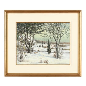 Theodore Victor Carl Valenkamph (Swedish-American, 1868-1924), Winter Landscape with Foxes