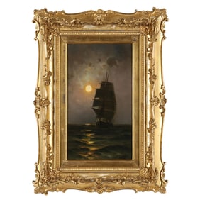 B. J. Harnett (English-American, 1847-1914), Ship under Moonlight