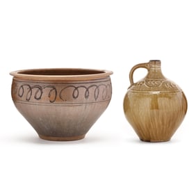Daniel Johnston (Seagrove, NC), Decorated Jardiniere and Jug