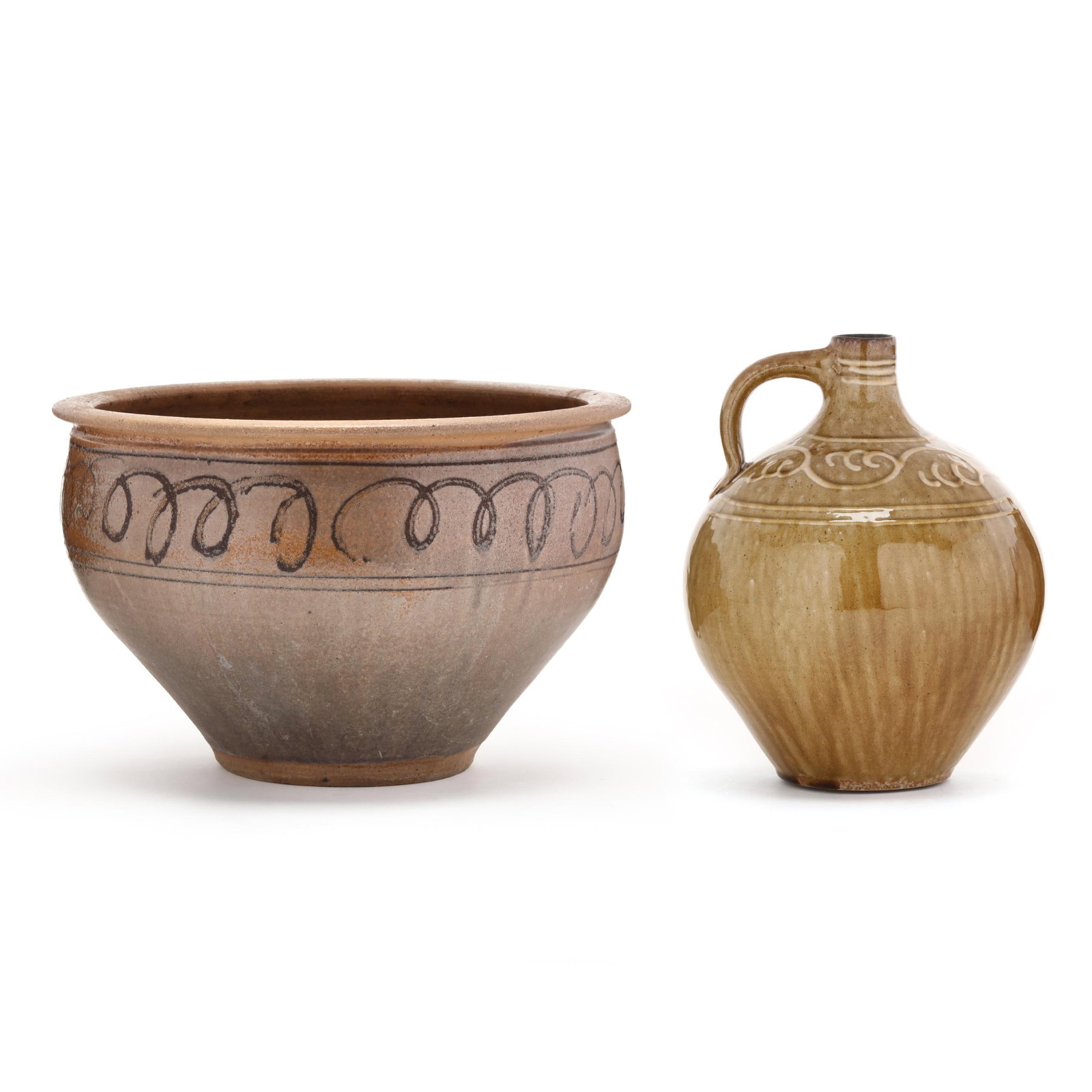 Daniel Johnston (Seagrove, NC), Decorated Jardiniere and Jug (1 of 12)