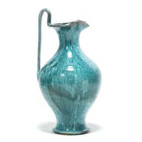 Attributed to J.B. Cole Pottery (NC), Large Green Glazed Rebecca Pitcher