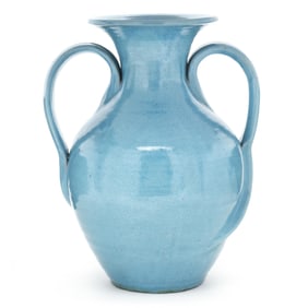 J.B. Cole Pottery (NC), Tall Vase with Rat Tail Handles