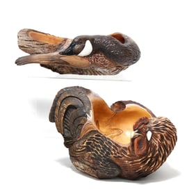 Marek Latzmann (Czech/Canadian, b. 1960), Two Carved Wood Bird Bowls