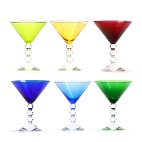 Six Baccarat,  Vega  Multi-Color Crystal Martini Glasses