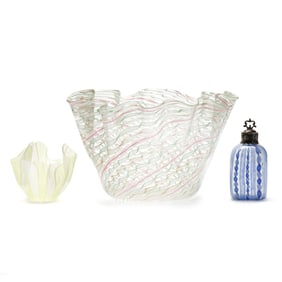 Three Pieces of Vintage Murano Latticino Glass