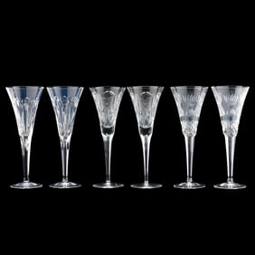 Six Waterford,  Millennium  Crystal Toasting Flutes