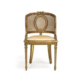 Louis XVI Style Carved and Gilt Vanity Chair
