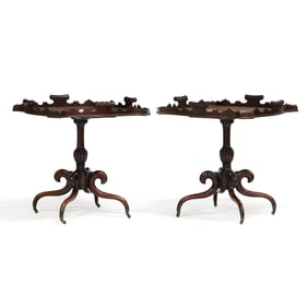 Pair of Regency Style Leather Top Tables
