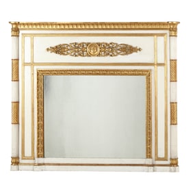 Antique Neoclassical Style Carved and Gilt Over Mantel Mirror