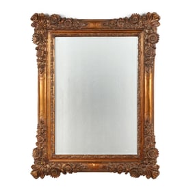 Large Contemporary Gilt Floral Mirror