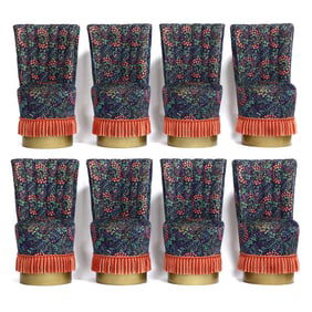 Eight Hollywood Regency Style Upholstered Channel Back Chairs