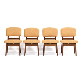 Jens Risom, Set of Four Upholstered Teak Chairs