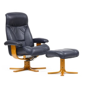 Hjellegjerde Mobler, Leather Lounge Chair and Ottoman