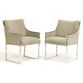 Pair of Milo Baughman Style Chrome Armchairs