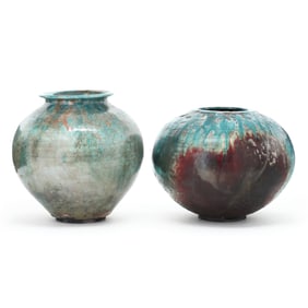 Ed K Higa (Hawaii), Two Raku Vases