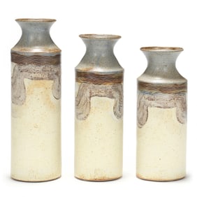 Jon Partridge (Canadian), Set of Three Tall Graduated Pottery Vases