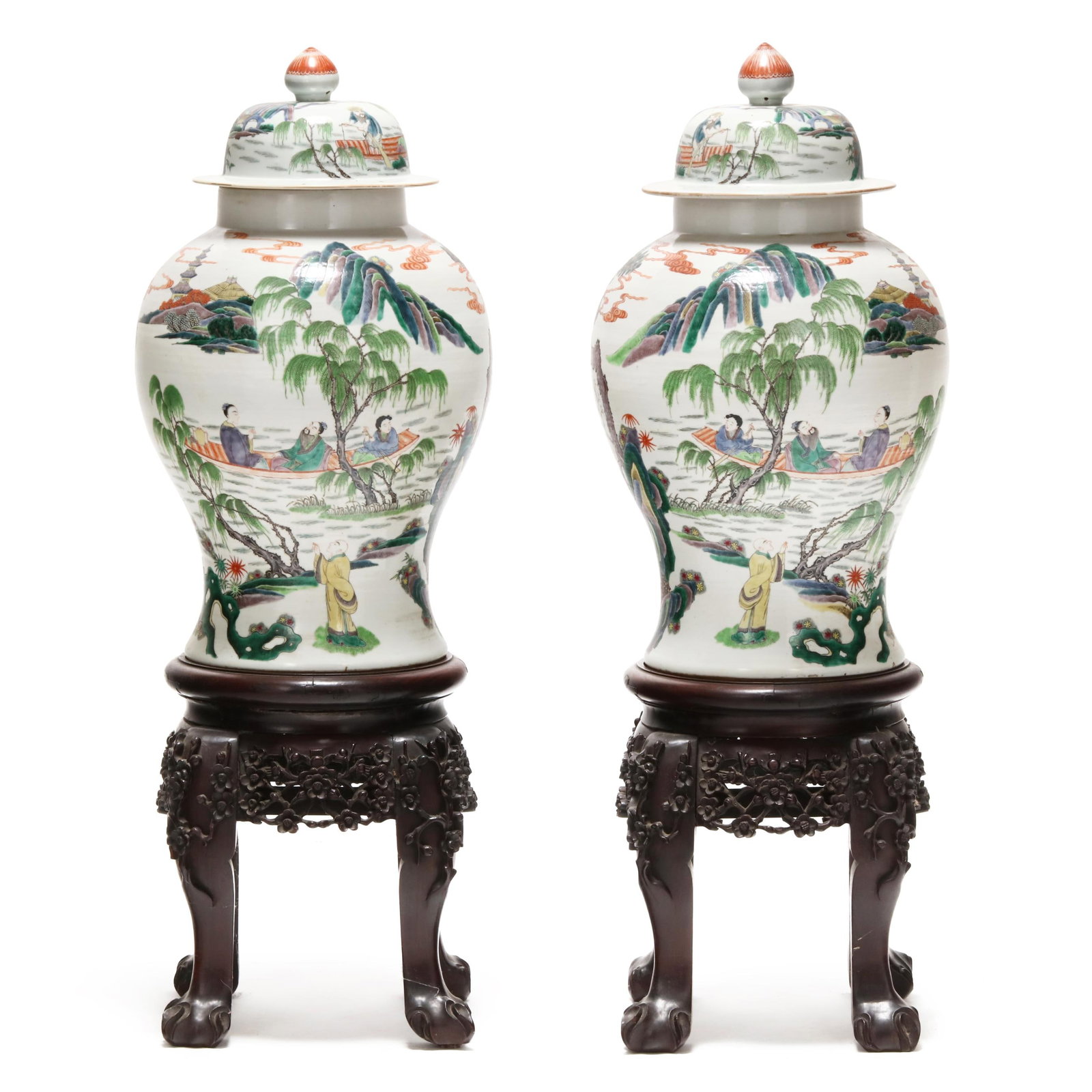 A Pair of Large Chinese Porcelain Jars with Covers (1 of 12)