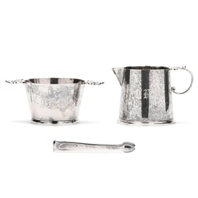 Tiffany & Co. Sterling Silver Sugar, Creamer, and Sugar Tongs