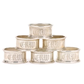 Set of Six Tiffany & Co Sterling Silver Napkin Rings
