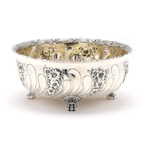 A Tiffany & Co. Floral Repousse Sterling Silver Centerpiece Bowl