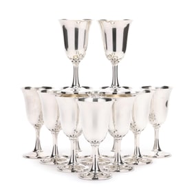 Set of Twelve Wallace Sterling Silver Goblets