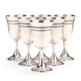 Set of Six Sterling Silver Goblets by M. Fred Hirsch Co.