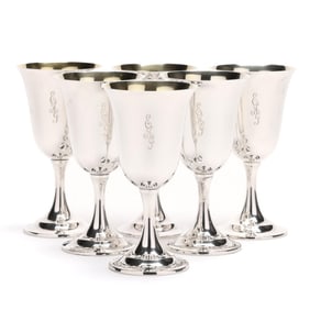 Set of Six International Sterling Silver Water Goblets