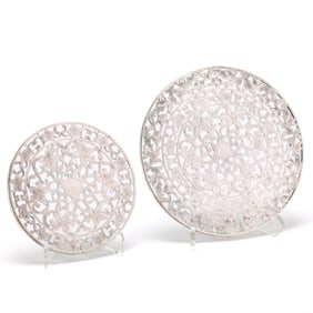 Two Webster Sterling Silver Mounted Glass Trivets