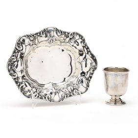 A Sterling Silver Bon Bon Bowl and Toothpick Holder