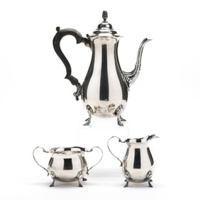 An 18th Century Style Sterling Silver Demitasse Set