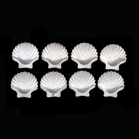 Set of Eight Sterling Silver Shell Nut Dishes by Graff, Washbourne & Dunn