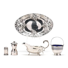 Five Sterling Silver and Silver-Plated Table Accessories