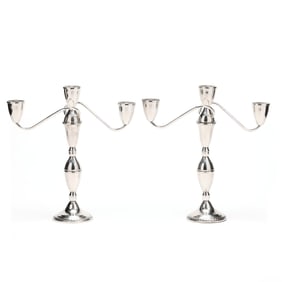 A Pair of Sterling Silver Candelabra