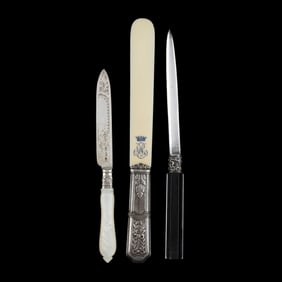 Three Silver Knives with Assorted Handles