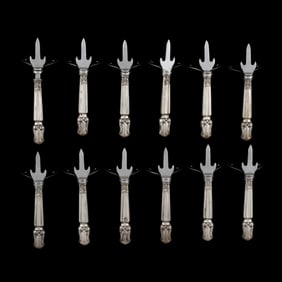 Set of Twelve Manchester Duke of Windsor Sterling Silver Corn Holders