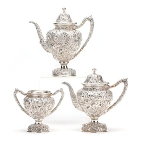 A Repousse Sterling Silver Tea and Coffee Service